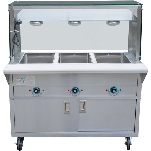 Mobile Bainmarie With Cupboard &Amp; Heated Overshelf 3x Gn1/1 | Est3 Swcbsd Ftgsg1948 Makfry