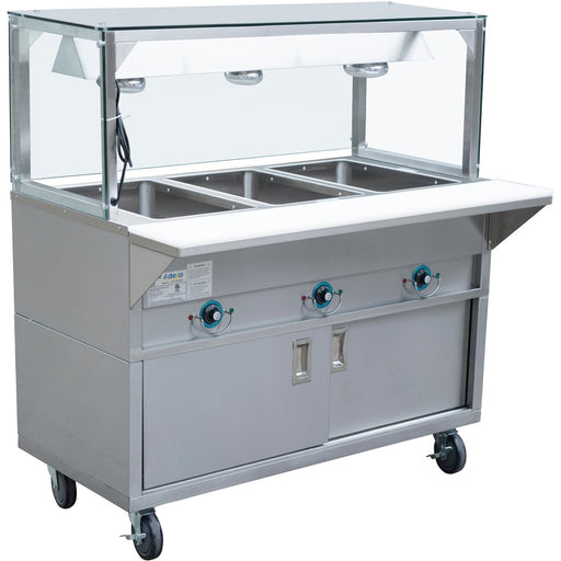 Mobile Bainmarie With Cupboard &Amp; Heated Overshelf 3x Gn1/1 | Est3 Swcbsd Ftgsg1948 Makfry