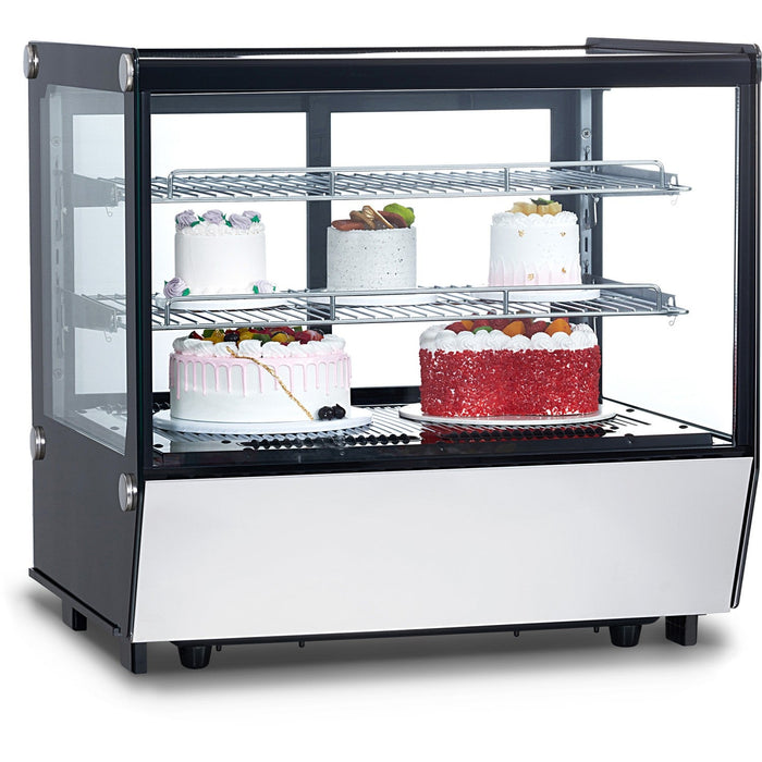 Display Merchandiser Fridge Countertop 160 Litres 2 Shelves Black &Amp; Stainless Steel | Ftw160 Z Makfry