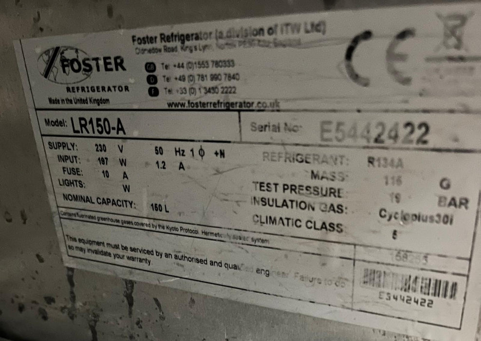 Foster LR150 Undercounter Single Door Stainless Steel Freezer-Refurbished Canmac Refurbished