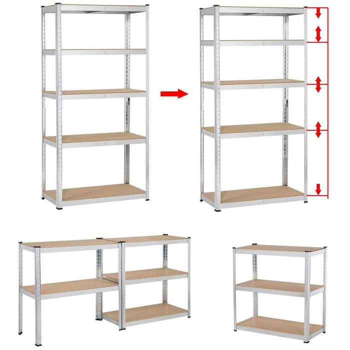 Garage Shelving Unit Medium duty 700x300x1500mm 5 shelves 175 kg/shelf Galvanized steel |  G7030 Makfry
