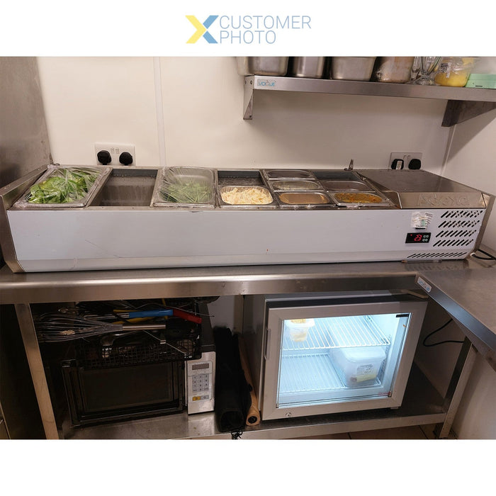 B Grade Refrigerated Servery Prep Top 1400mm 6x Gn1/3 Depth 380mm Stainless Steel Lid | Thvd1400/380 B Grade Makfry