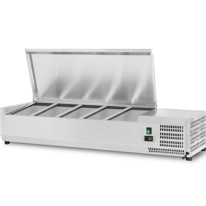 B Grade Refrigerated Servery Prep Top 1400mm 6x Gn1/3 Depth 380mm Stainless Steel Lid | Thvd1400/380 B Grade Makfry