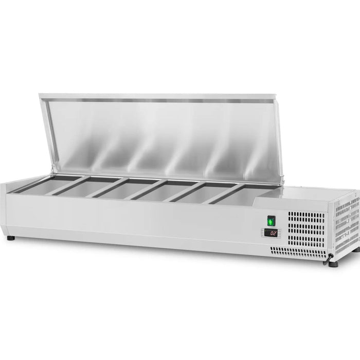 Refrigerated Servery Prep Top 1500mm 6x Gn1/3 Depth 380mm Stainless Steel Lid | Thvd1500/380 Makfry