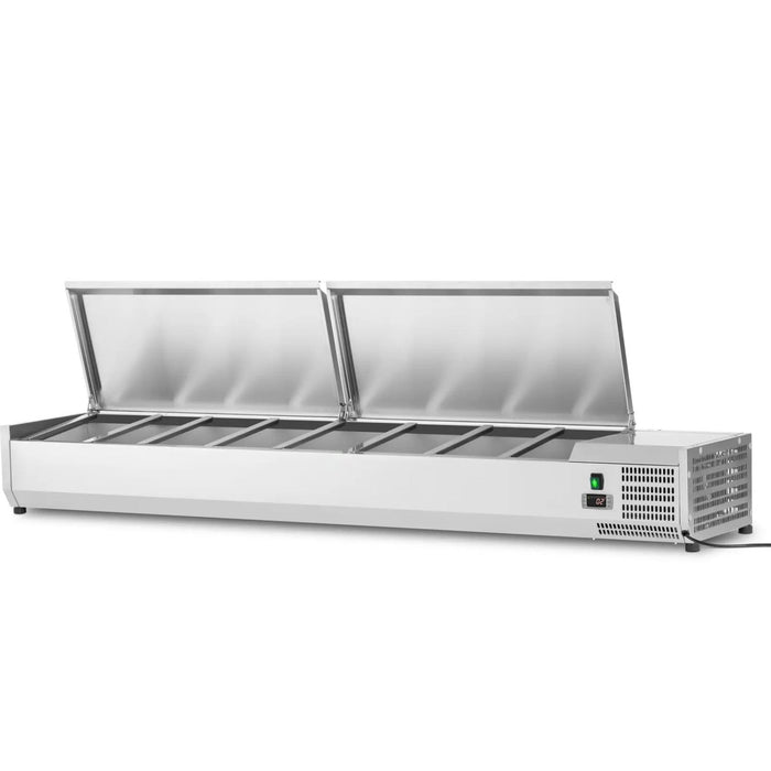 Refrigerated Servery Prep Top 1800mm 8x Gn1/3 Depth 380mm Stainless Steel Lid | Vrx1800/380 Ss Makfry