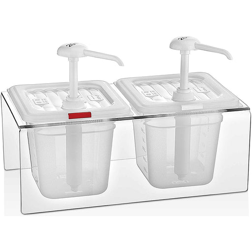 Condiment/Sauce Dispenser with Stand 2x2 litre pumps Plastic |  GDP02 Makfry