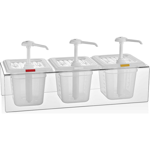 Condiment/Sauce Dispenser with Stand 3x2 litre pumps Plastic |  GDP03 Makfry