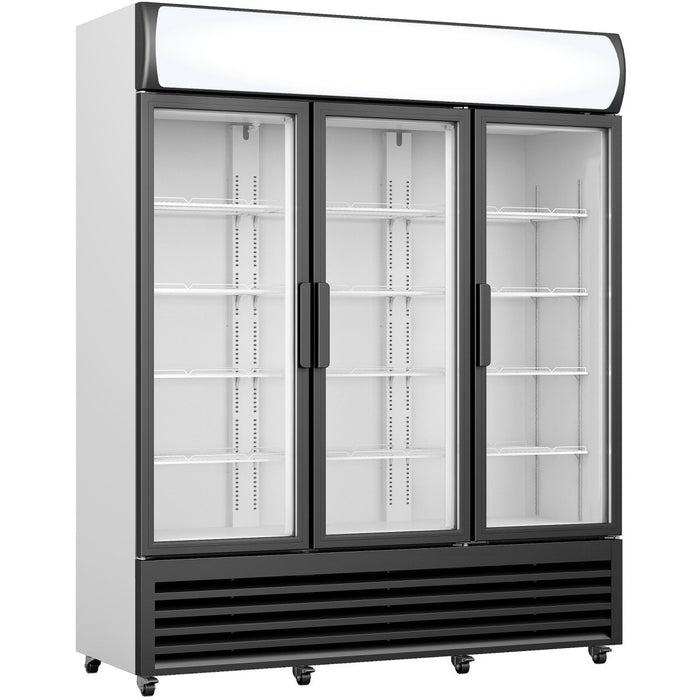 Commercial Triple Bottle cooler Upright 1065 litres Fan assisted cooling Hinged doors Black&White |  GDR666