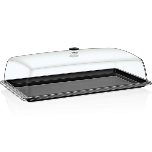 Polycarbonate Gastronorm Tray with Dome Cover GN1/1 Depth 20mm Black |  GF11-GFT11B Makfry