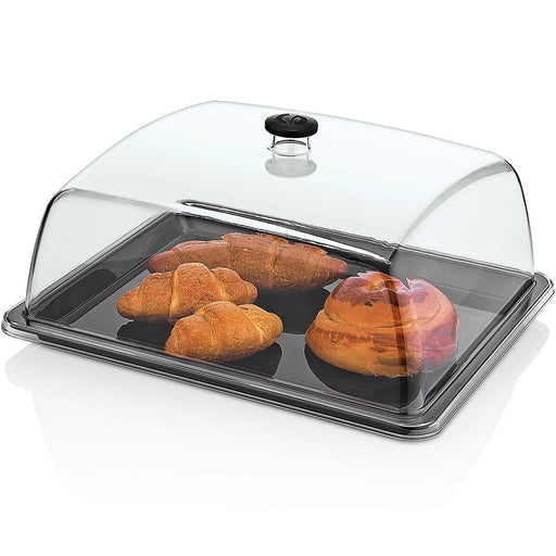 Polycarbonate Gastronorm Tray with Dome Cover GN1/2 Depth 20mm Black |  GF12-GFT12B Makfry