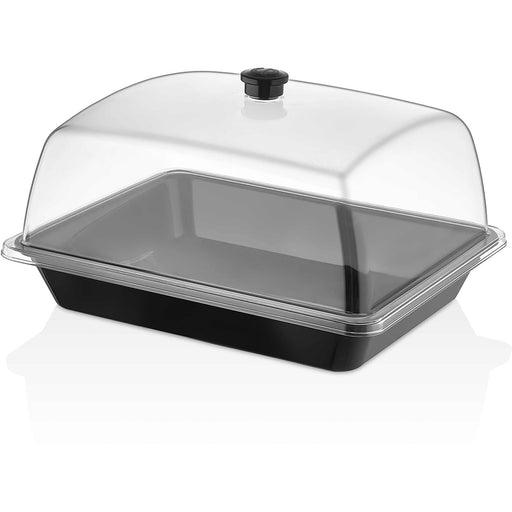 Polycarbonate Gastronorm Tray with Dome Cover GN1/2 Depth 50mm Black |  GF12-GNP1250SWB Makfry