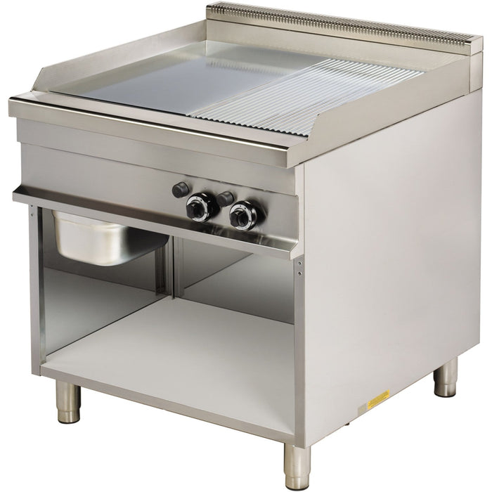 Gas Griddle On Open Base Gas Smooth/Ribbed 2 Zones 15k W |  Hotmax 900 Gg921 Sg Makfry