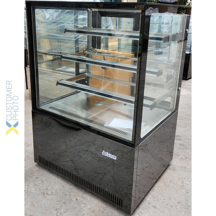 Cake counter Straight front 1000x730x1300mm 3 shelves Black base LED |  GN1000R3BLACK