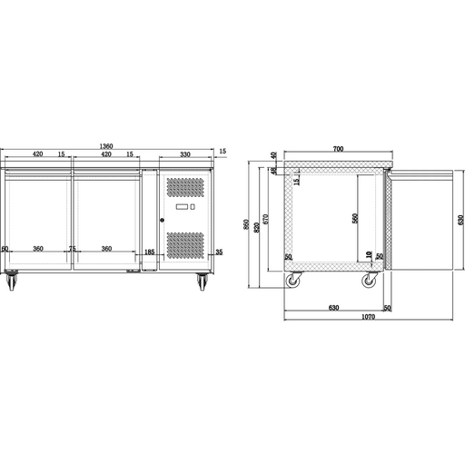 Commercial Refrigerated Counter 4 Drawers Depth 700mm | 4 Drg21 V Makfry