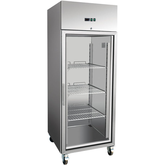 600lt Commercial Refrigerator Stainless Steel Upright cabinet Single glass door GN2/1 Ventilated cooling |  R600VGLASS