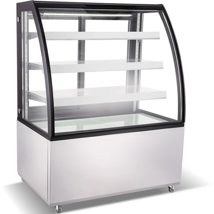 Cake counter Curved front 1200x730x1300mm 3 shelves Stainless steel base LED |  GN1200CF3