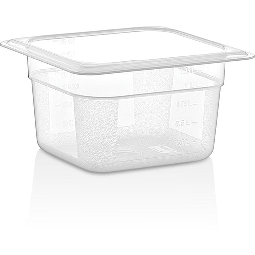 Polypropylene Gastronorm Pan GN1/6 Depth 100mm Clear 1.25 litres |  GNPP16100 Makfry