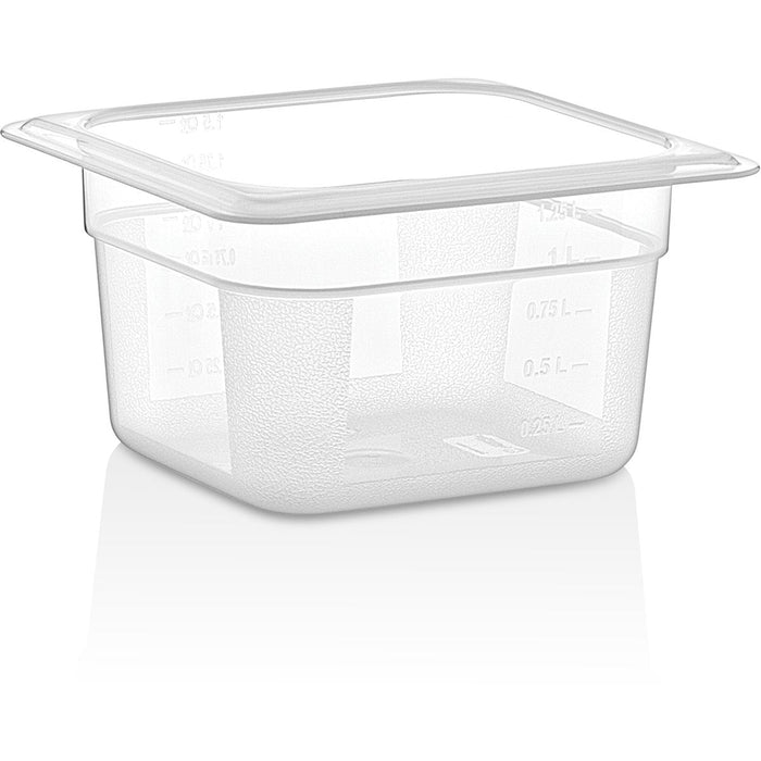 Polypropylene Gastronorm Pan GN1/6 Depth 100mm Clear 1.25 litres |  GNPP16100 Makfry