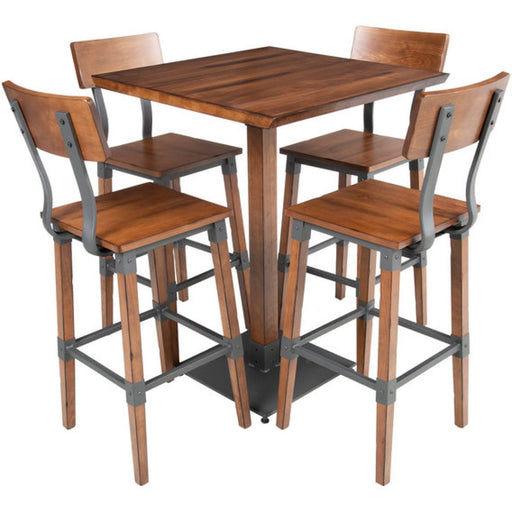 Rustic Bar Table Walnut Top 600x600mm Indoors | Gs10143 Bar24 Makfry