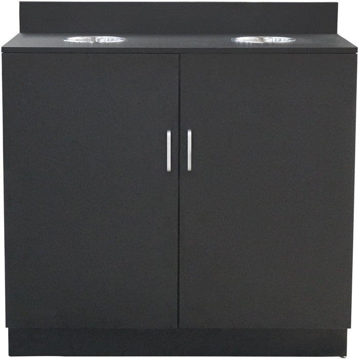 Double Waste Bin Enclosure Cabinet With Drop Hole 1138x560x1160mm Black | Gs30200 Makfry
