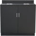 Double Waste Bin Enclosure Cabinet With Drop Hole 1138x560x1160mm Black | Gs30200 Makfry