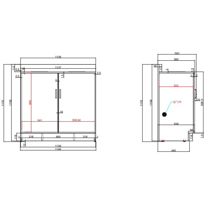 Double Waste Bin Enclosure Cabinet With Drop Hole 1138x560x1160mm Black | Gs30200 Makfry