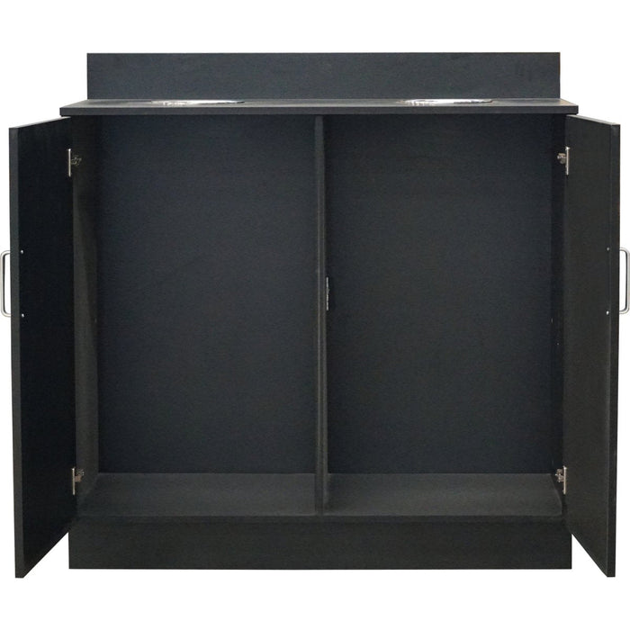 Double Waste Bin Enclosure Cabinet With Drop Hole 1138x560x1160mm Black | Gs30200 Makfry