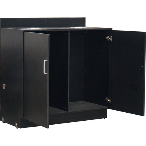Double Waste Bin Enclosure Cabinet With Drop Hole 1138x560x1160mm Black | Gs30200 Makfry