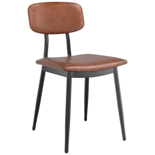 Black Steel Chair with Brown Vinyl Cushion Seat & Brown Vinyl Back |  GS60606BROWNCUSHSEATBROWNBACK Makfry
