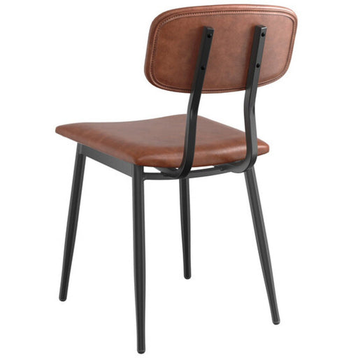 Black Steel Chair with Brown Vinyl Cushion Seat & Brown Vinyl Back |  GS60606BROWNCUSHSEATBROWNBACK Makfry