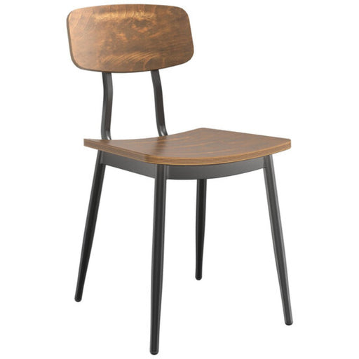 Black Steel Chair with Antique Walnut Seat & Antique Walnut Back |  GS60606WALNUTSEATWALNUTBACK Makfry
