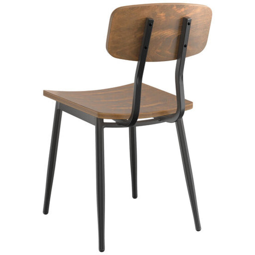Black Steel Chair with Antique Walnut Seat & Antique Walnut Back |  GS60606WALNUTSEATWALNUTBACK Makfry