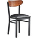 Black Steel Chair with Black Vinyl Cushion Seat & Antique Walnut Back |  GS65VBLACKSEATWALNUTBACK Makfry