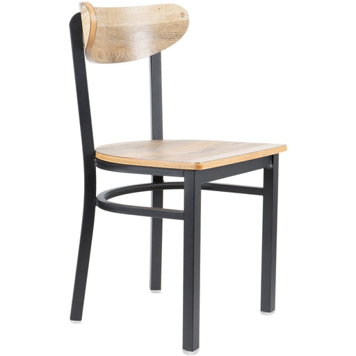 Black Steel Chair with Driftwood Seat & Driftwood Back |  GS65VDRIFTWOODSEATDRIFTWOODBACK Makfry