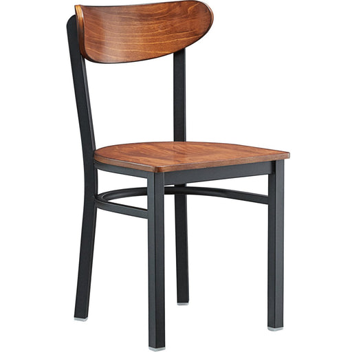 Black Steel Chair with Antique Walnut Seat & Antique Walnut Back |  GS65VWALNUTSEATWALNUTBACK Makfry