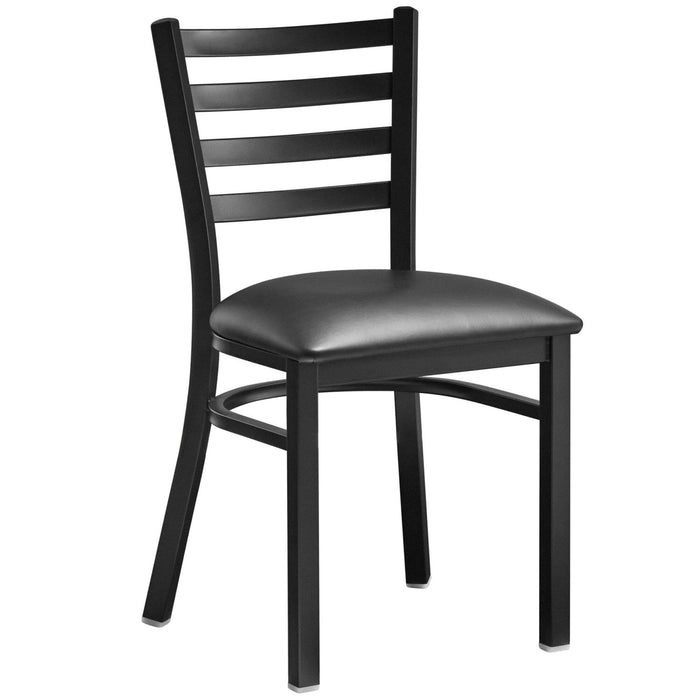 Black Steel Chair with Black Vinyl Cushion Seat & Black Back |  GS694BLACKCUSHSEATBLACKBACK Makfry