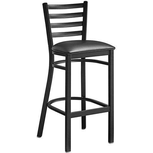 Black Barstool with Backrest & Vinyl Seat |  GS697B Makfry