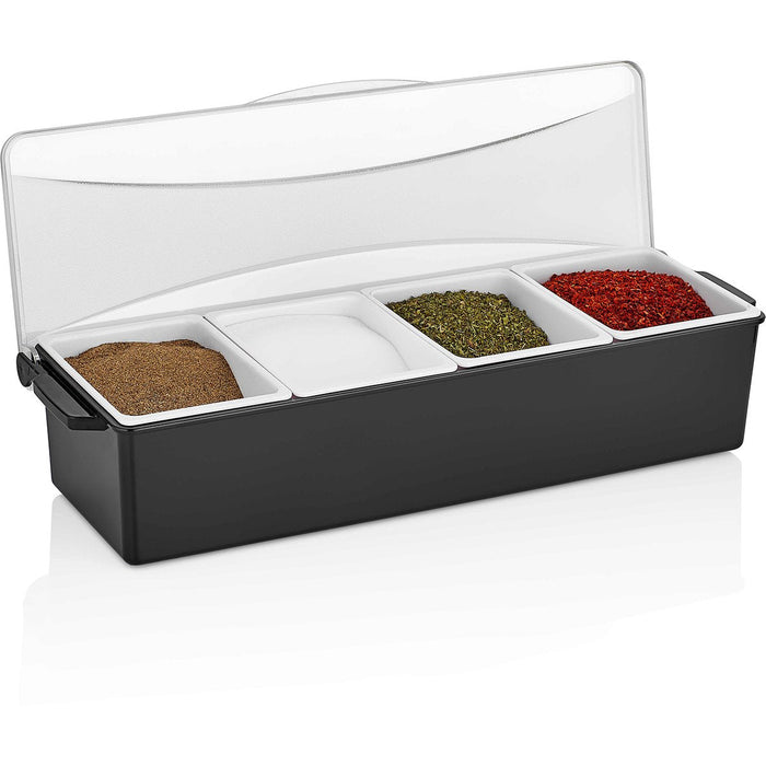 Garnish Tray / Condiment Dispenser with Lid 4 compartments |  GSE04 Makfry