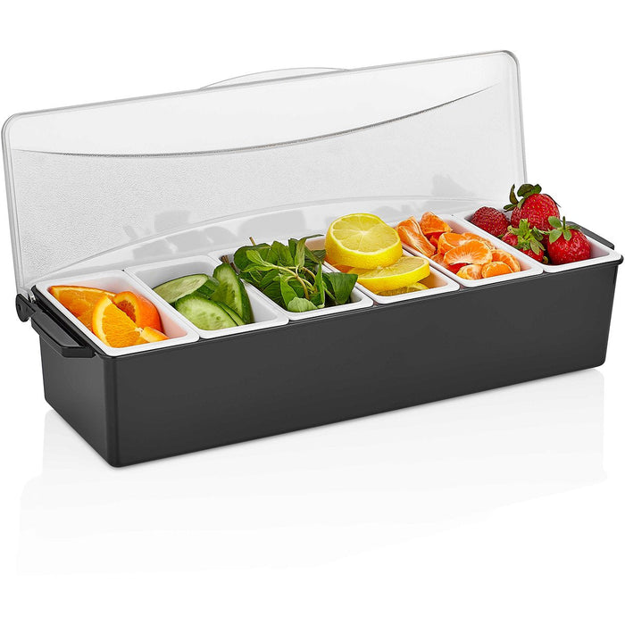 Garnish Tray / Condiment Dispenser with Lid 6 compartments |  CHA001 Makfry