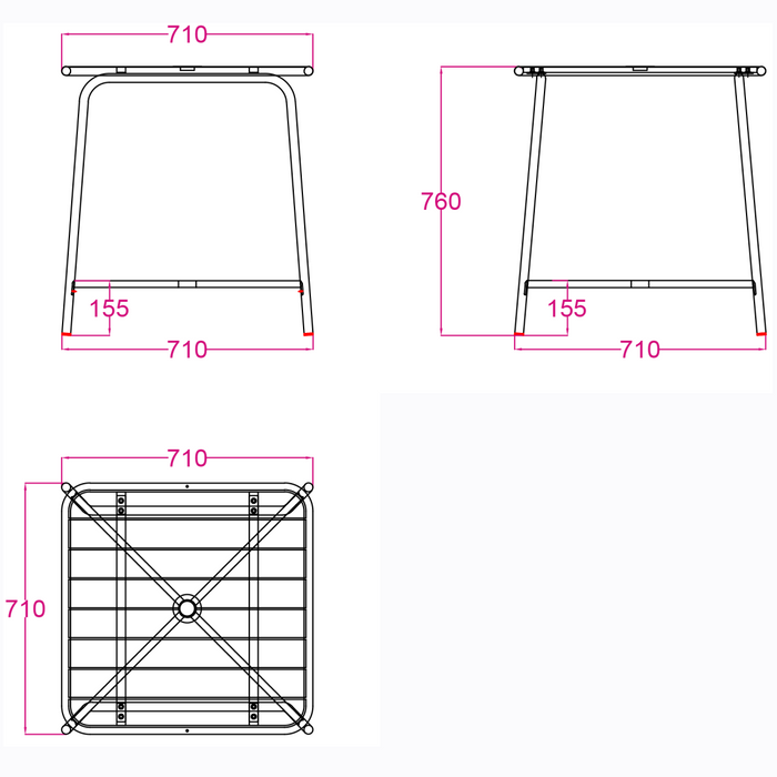Bistro Table Steel Gun Metal 710x710mm Indoors |  GSHW1046GM Makfry