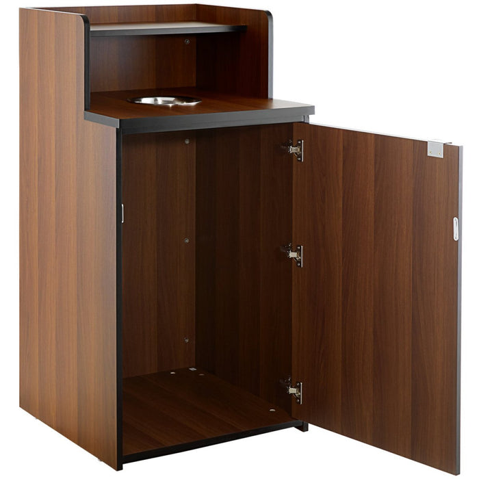 Waste Bin Enclosure Cabinet with Drop hole and Tray shelf 625x605x1210mm Walnut |  GSLJ0003W