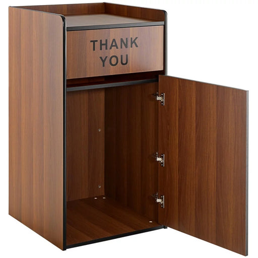 Commercial Rubbish Bin Cabinet &Amp; Tray Shelf 'Thank You' Walnut | Gslj006 W Makfry