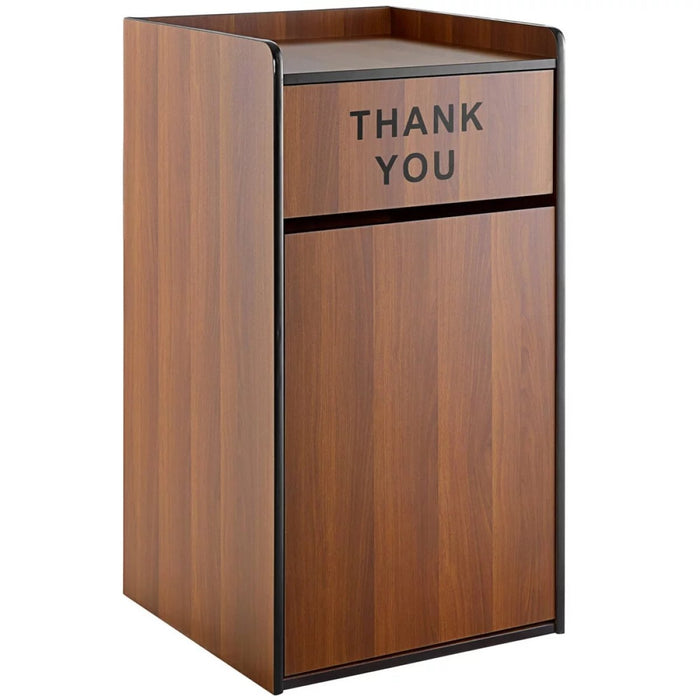 Commercial Rubbish Bin Cabinet &Amp; Tray Shelf 'Thank You' Walnut | Gslj006 W Makfry