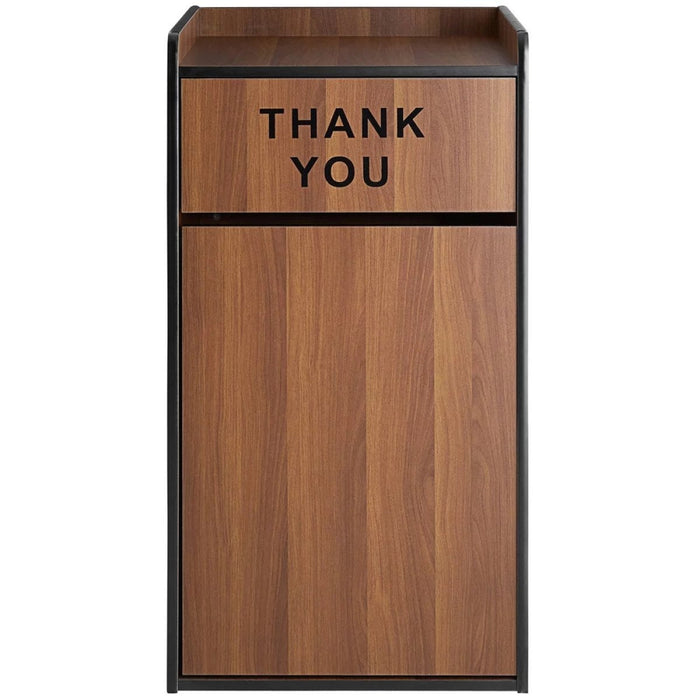 Commercial Rubbish Bin Cabinet &Amp; Tray Shelf 'Thank You' Walnut | Gslj006 W Makfry