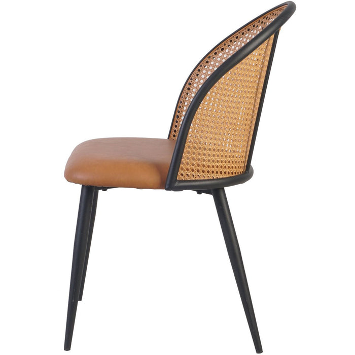 Bistro Rattan Chair with Black Vinyl Seat Round Back |  GSM1023BLACK Makfry