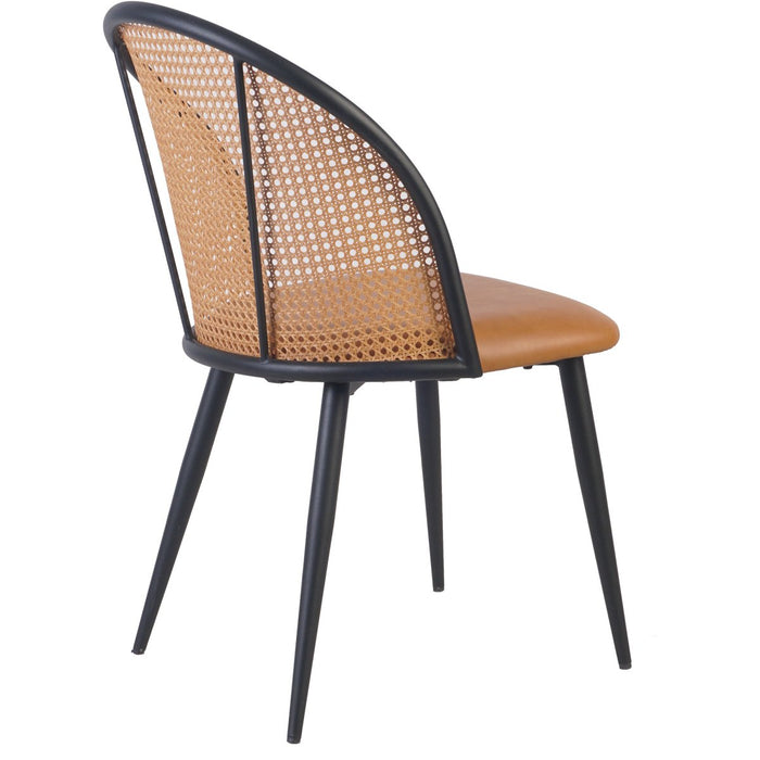 Bistro Rattan Chair with Black Vinyl Seat Round Back |  GSM1023BLACK Makfry