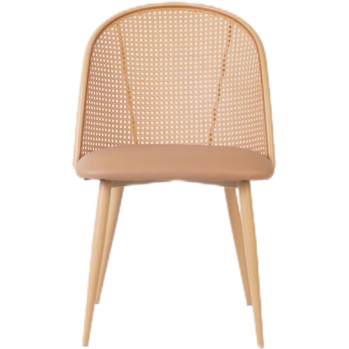 Bistro Rattan Chair with Brown Vinyl Seat Round Back |  GSM1023NATURAL Makfry