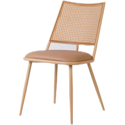 Bistro Rattan Chair with Brown Vinyl Seat Square Back |  GSM1024NATURAL Makfry