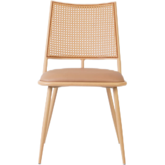 Bistro Rattan Chair with Brown Vinyl Seat Square Back |  GSM1024NATURAL Makfry