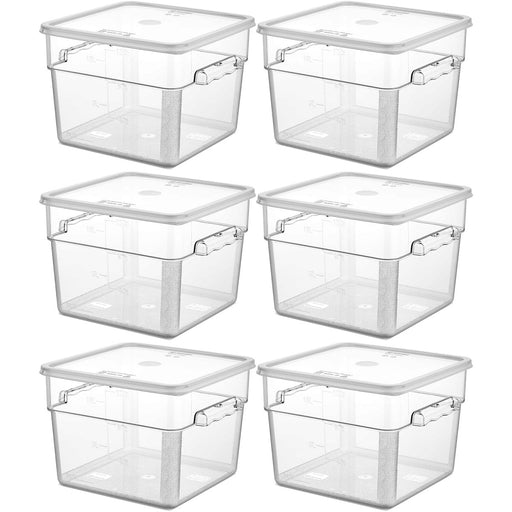 Pack of 6 Food storage Container with lid 11.4 litre 290x300x212mm Polypropylene |  GSPP12+GSPPL12 Makfry